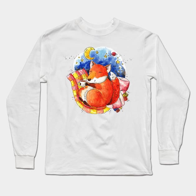 Cosy Night In Long Sleeve T-Shirt by Vicky Kuhn Illustration